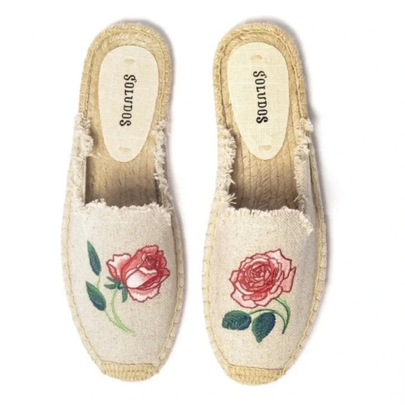 Soludos Vogue 125th Anniversary Limited Edition La Vie en Rose frayed mules - Picture 4 of 5